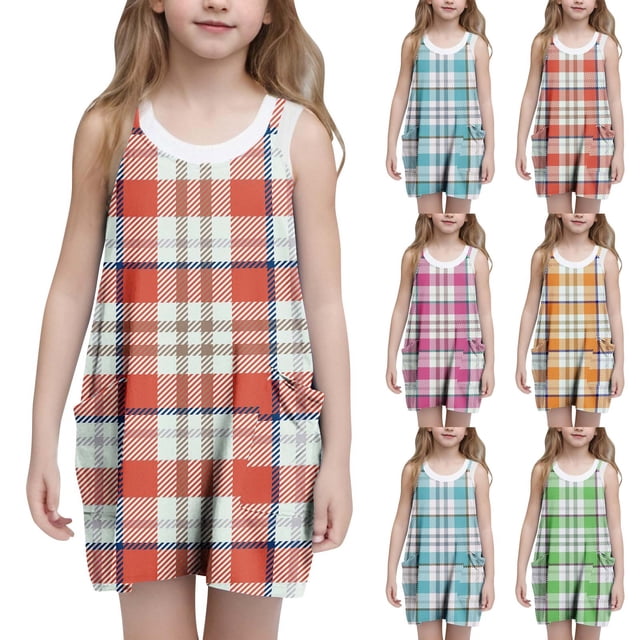 Tranfacy Robes d'Été pour Adolescentes, Robe d'Été pour Filles, Robe d'Été Décontractée pour Filles Mode Sans Manches, Robe Nuisette avec Poches