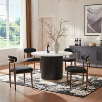 Morden Fort Modern Black Dining Chairs Set of 4, Boucle Armless Chairs with Wood Grain Metal Legs, for Kitchen, Living Room, Apartment