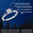 thumbnail image 2 of Gem Stone King 1.36 Cttw Lab Grown Diamond Blue Created Sapphire and White Moissanite Engagement Ring for Women | 925 Sterling Silver | Cushion 5MM | Gemstone Birthstone (Size 9), 2 of 6