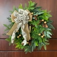 thumbnail image 6 of 17.7" Christmas Wreaths for Front Door, Artificial Rustic Farmhouse Wreath with Ribbon Bow, Pinecones and Bells, Greenery Christmas Wreath Decorations for Indoor Outdoor Home Holiday Festival, 6 of 8