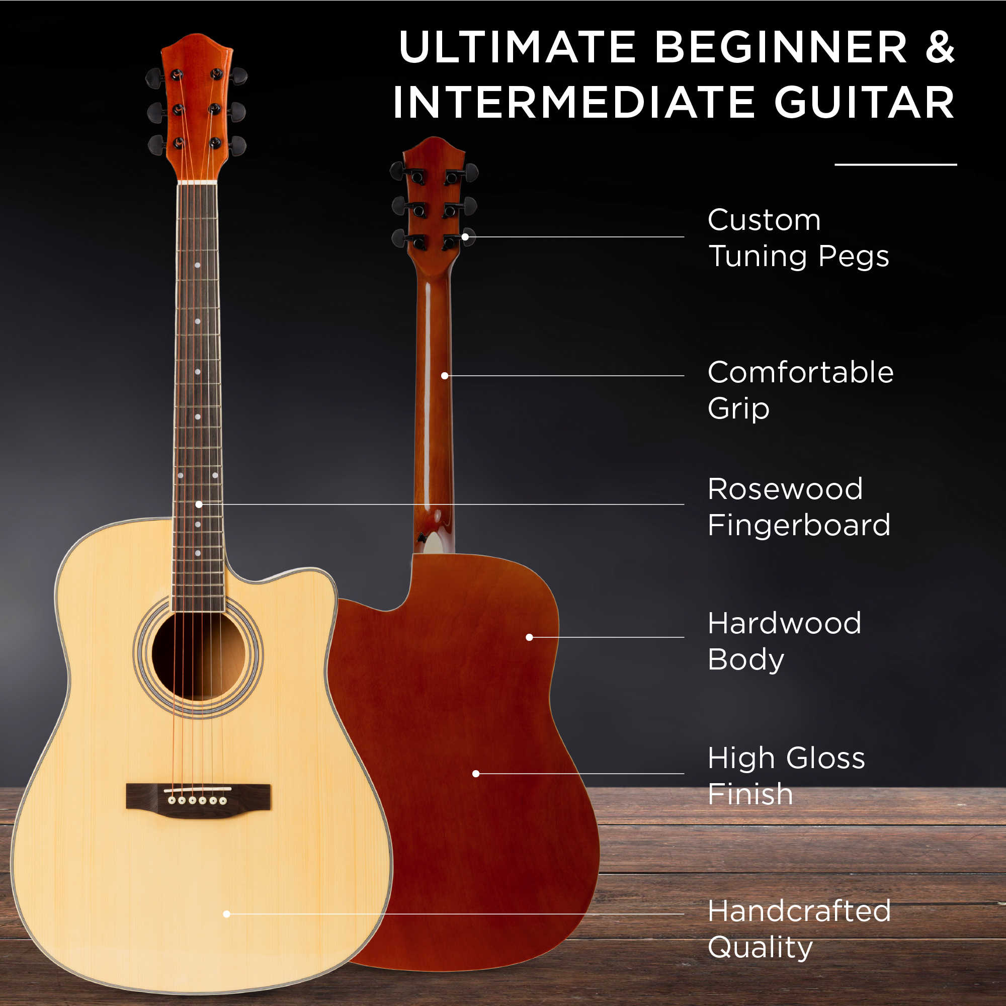 Best Choice Products 41in Full Size Beginner Acoustic Guitar Set with Case, Strap, Capo, Strings, Tuner - Natural - image 4 of 8