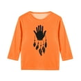 thumbnail image 4 of Nmnitkp Girls Long Sleeve Shirts Girls Sweatshirt Orange Festival Casual Originality Printed 3/4 Sleeve Round Neck Top Orange,4 Years, 4 of 6