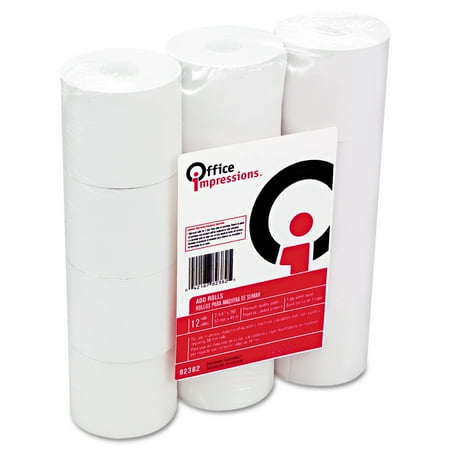 Office Impressions Calculator Rolls, 16 lbs., 2-1/4" x 150 ft, White, 12/Pack