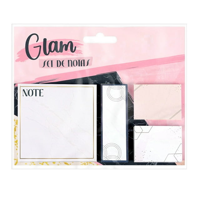 Juego de Notas Prichos Glam Multicolor de Papel y Adhesivo 4 Piezas por Empaque