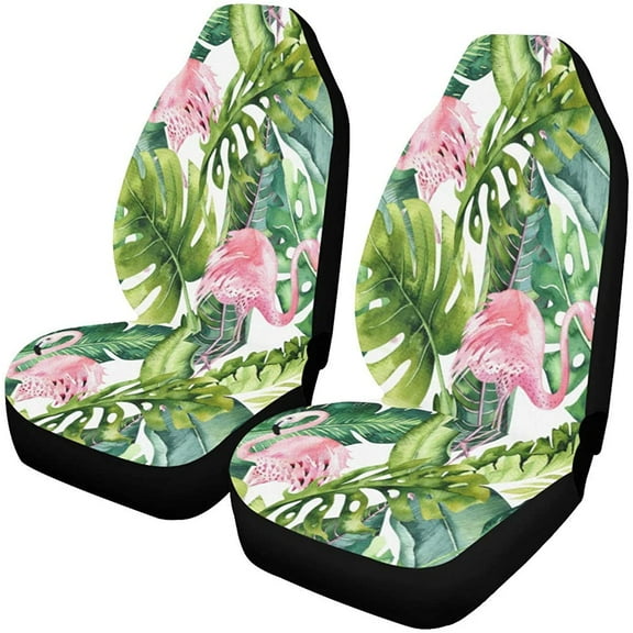 ZHANZZK Set of 2 Car Seat Covers Pink Flamingos Universal Auto Front Seats Protector Fits for Car,SUV Sedan,Truck