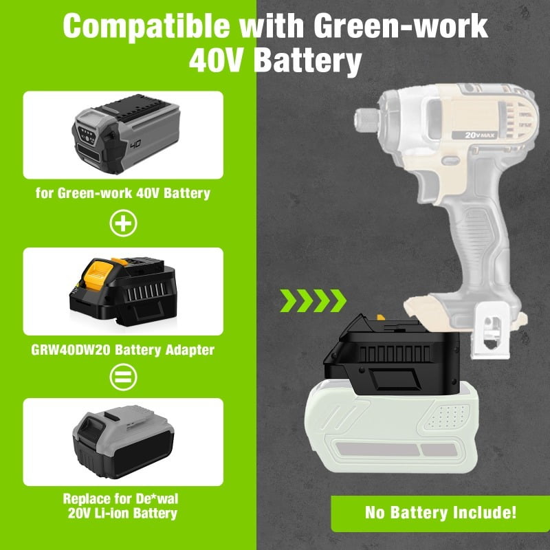 For Green*works 40V Battery Adapter Compatible with For Mil*wau*kee 18V Battery Cordless Power Tools