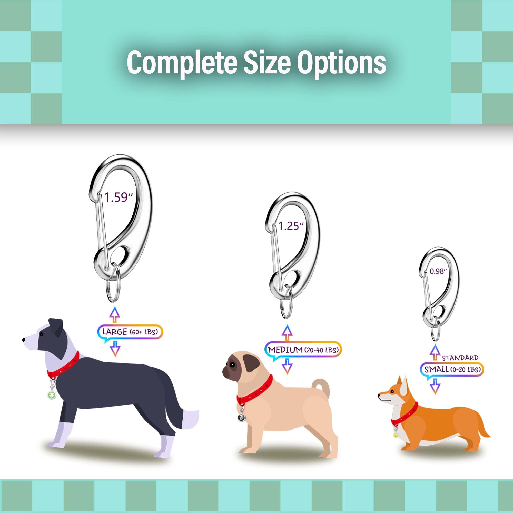 Leash King Hundemarke Schnellclips, 2 Paar (4 Stück) Aus Edelstahl – Mit Spaltringen, Für Halsbänder, Hypoallergen