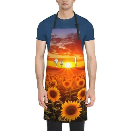

Coaee Sunset Golden Sunflower Field for Waterproof Apron for Unisex Adult with Adjustable Bib Apron