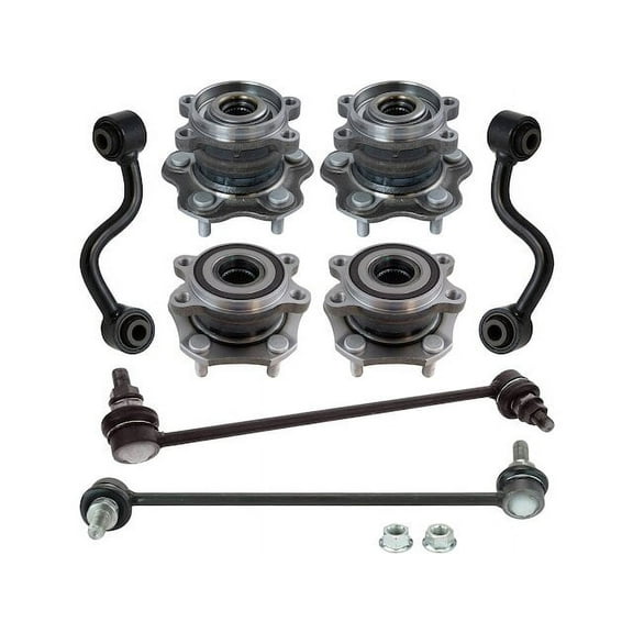 Front and Rear Wheel Hub and Sway Bar Link Kit 8 Piece - Compatible with 2014 - 2019 Nissan Rogue AWD 2015 2016 2017 2018