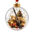 thumbnail image 2 of Lighted Christmas Ornament with 3D Clarinet and Music Note Design, 1-Pack, Clear Sphere with Gold Cap and Red Ribbon, for Christmas Tree Hanging, Christmas Decoration, 2 of 4