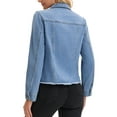 thumbnail image 3 of INSPIRE CHIC Women's Denim Shirt Shacket Long Sleeve Frayed Hem Button Down Jean Jacket XL Blue, 3 of 6