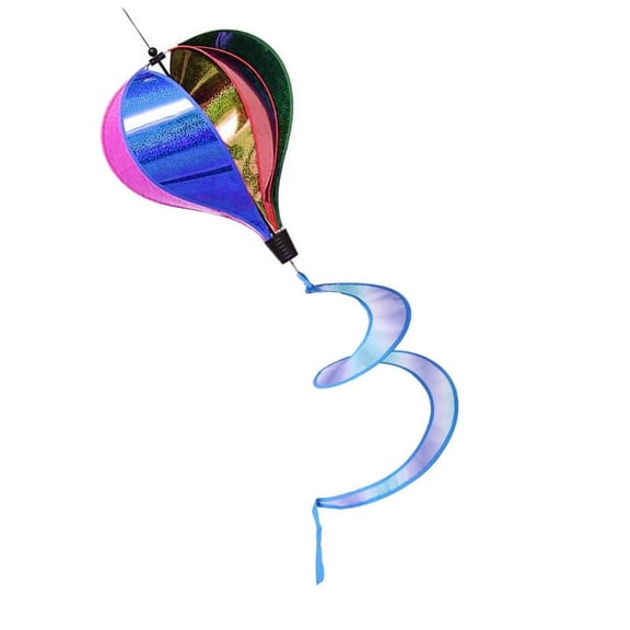 Rainbow Hot Balloon Sequins Windsock Striped Wind Spinner Outdoor Decor