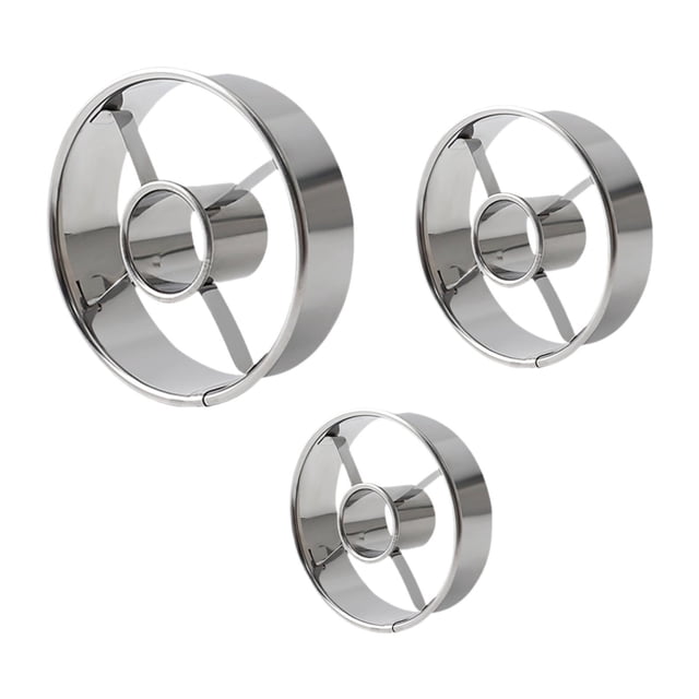 hengtong Donut Cut Kitchen Baking Tool Stainless Steel Ergonomic Design for Making Donuts 3Pcs Silver