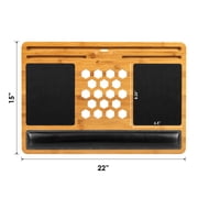 LapGear Bamboo Pro Lap Board with Ventilation and Wristrest, Fits up to 17.3 Laptops, Natural