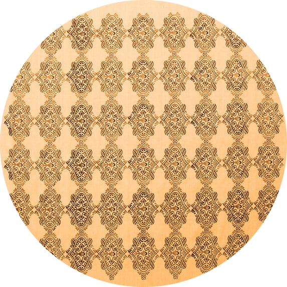 Ahgly Company Indoor Round Abstract Orange Contemporary Area Rugs, 4' Round