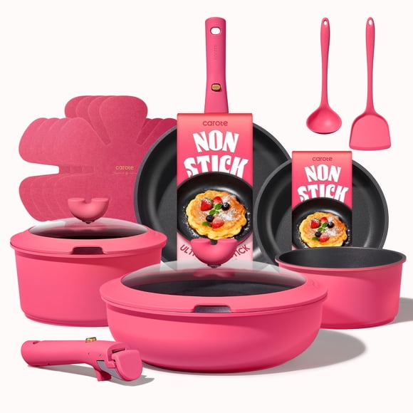 Set de Cocina CAROTE 15 piezas Antiadherente con Mango Desmontable