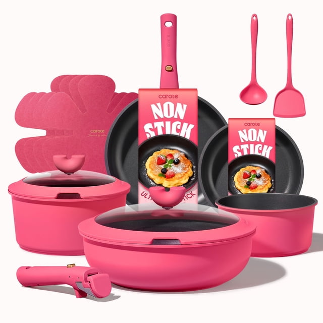 Set de Cocina CAROTE 15 piezas Antiadherente con Mango Desmontable