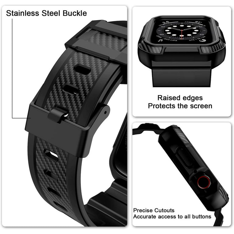  RYUEUYA Luxury Apple Watch Band Stainless Steel Case Rubber Band  for 44/45mm, Quick Release Replacement Leather Bands for Series 7/6/5/4/SE  Iwatch,BR-BR-NEW : Cell Phones & Accessories