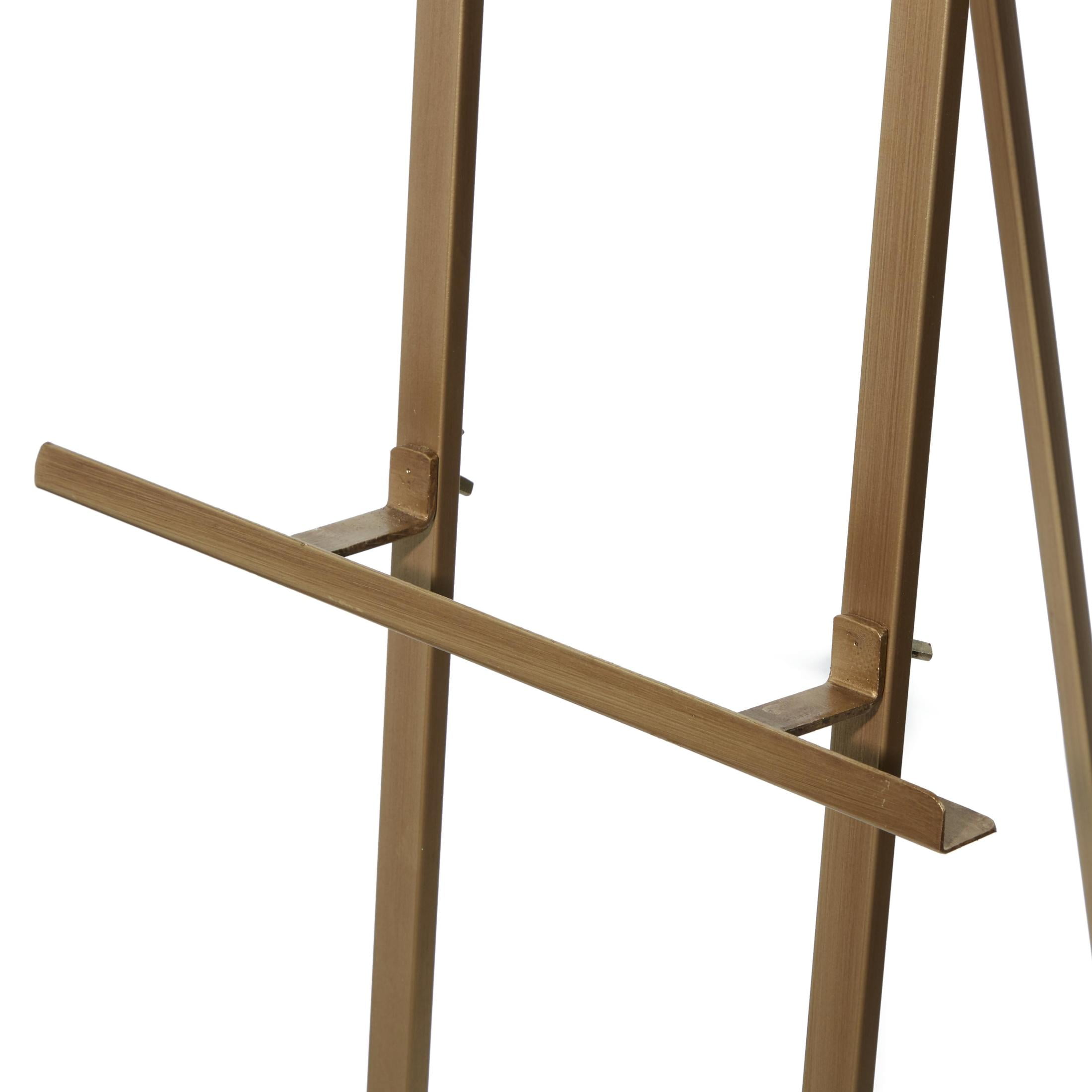 DecMode Modern Elegant Retractable Large Free-Standing Iron Easel in Gold, 17"L x 15"W x 57"H