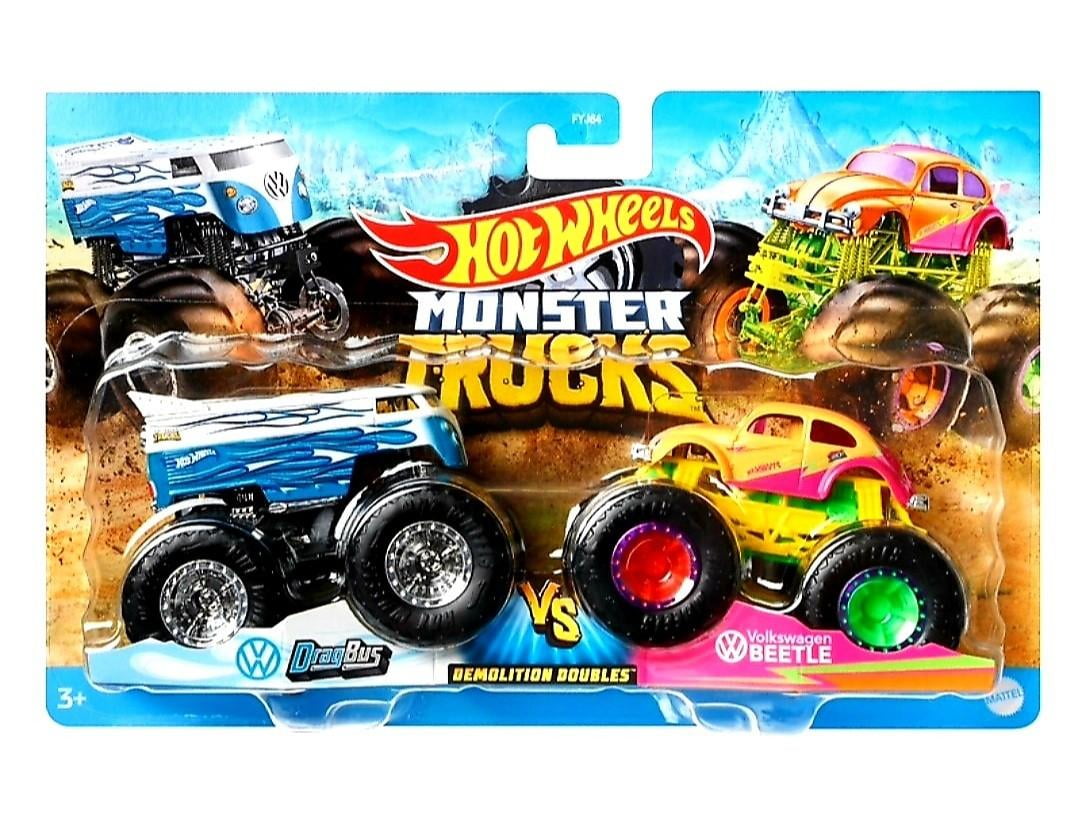 Hot Wheels Monster Trucks VW Drag Bus vs VW Beetle 2 Pack 164 Scale