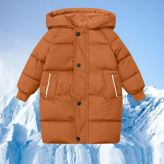 LIaqionyy Girls Winter Coat Hooded Jacket Outerwear Thicken Long Puffer Warm Zip up Baggy Jackets for Kids