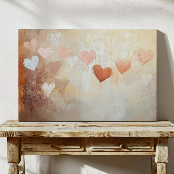 Velto Warm Tones Heart Canvas Wall Art - Abstract Love-Inspired Artwork For Romantic Bedroom Or Living Room Décor Canvas, 8x10 0.75-Inch Pine Wood Frame