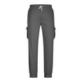thumbnail image 4 of Mifsaly Cargo Joggers Men with 4 Pockets Drawstring Straight Leg Sweatpants Cozy Casual Baggy Pants Soild Color Going Out Long Trousers Fashion Streetwear Dark Gray S, 4 of 8