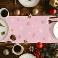 thumbnail image 3 of Christmas Pink Cotton Linen Table Runner Snowflake Stars Xmas Tree Dining Table Runners for Home Decor Party Dining Room Restaurant Kitchen Party 13" x 90", 3 of 9