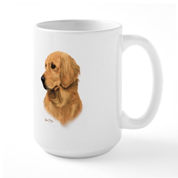 CafePress - Golden Retriever Large Mug - 15 oz Ceramic Large White Novelty Mug