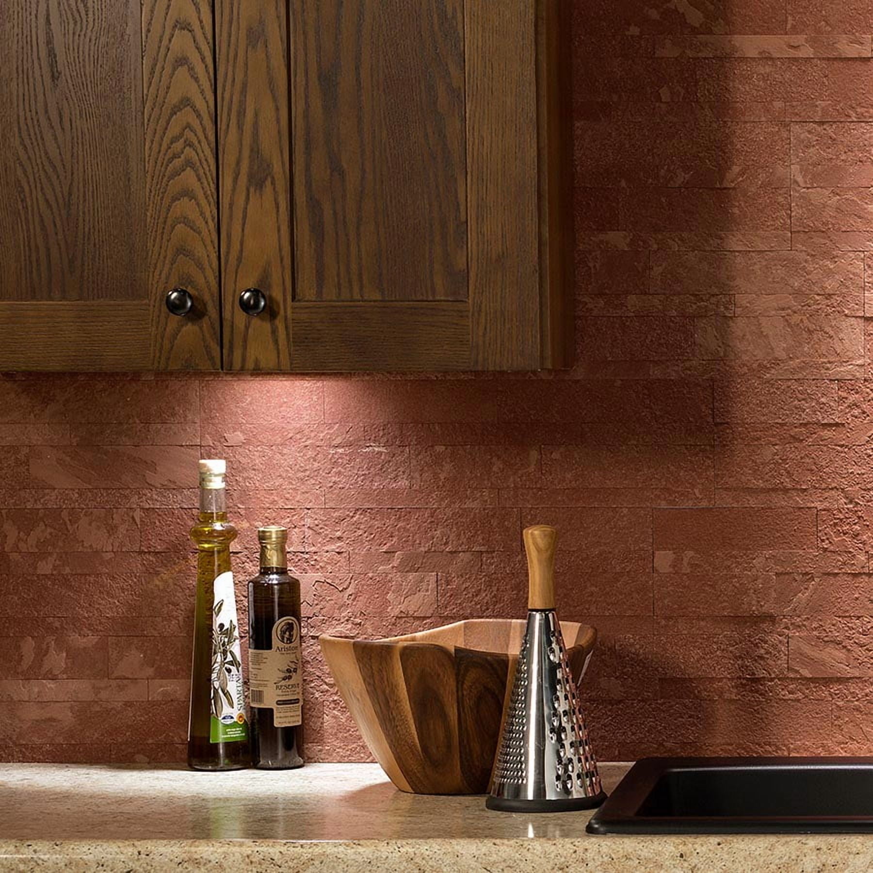 Aspect Peel and Stick Stone Overlay Kitchen Backsplash - Golden Sandstone (Approx. 15 sq ft Kit) - Easy DIY Tile Backsplash