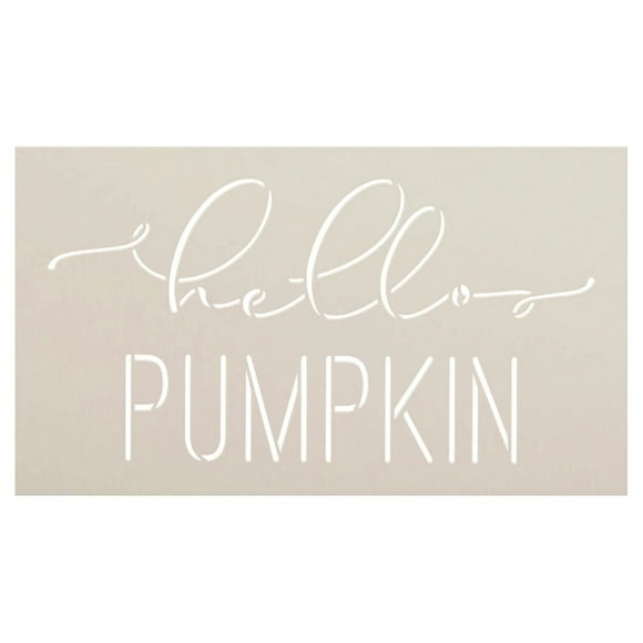 Fall in Love with DIY: Hello Pumpkin Cursive Script Stencil for Autumn Home Decor Crafts - Reusable Mylar Template in 6x10.5 inch Size