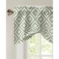 thumbnail image 4 of Geometric Square Textured Sage Green Window Curtain Living Room Kitchen Cabinet Tie-up Valance Curtain Rod Pocket Valance, 4 of 6