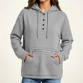 thumbnail image 5 of Cmfcve Button Henley Neck Hoodies for Women Fall Winter Oversized Sweatshirt Drawstring Casual Hooded Pullover Tops, 5 of 6