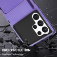 thumbnail image 3 of Wallet Case for Samsung Galaxy S23 Ultra Case with 4-Card Credit Card Holder Slot Shockproof Cover Hybrid Heavy Duty Protection Armor Phone Case-Purple, 3 of 12