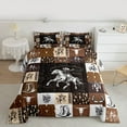 thumbnail image 2 of Homewish Western Cowboy Cowgirl Queen Comforter Set, Brown Buffalo Patchwork Bedding Sets, Rustic Farmhouse Reversible Bedding Comforter Set, Luxury Bedroom Decor, 3 Pieces, 2 of 8