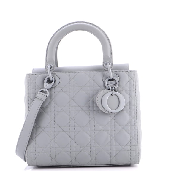 Pre-Owned Ultra Matte Lady Dior Bag Cannage Quilt Calfskin Medium By Rebag