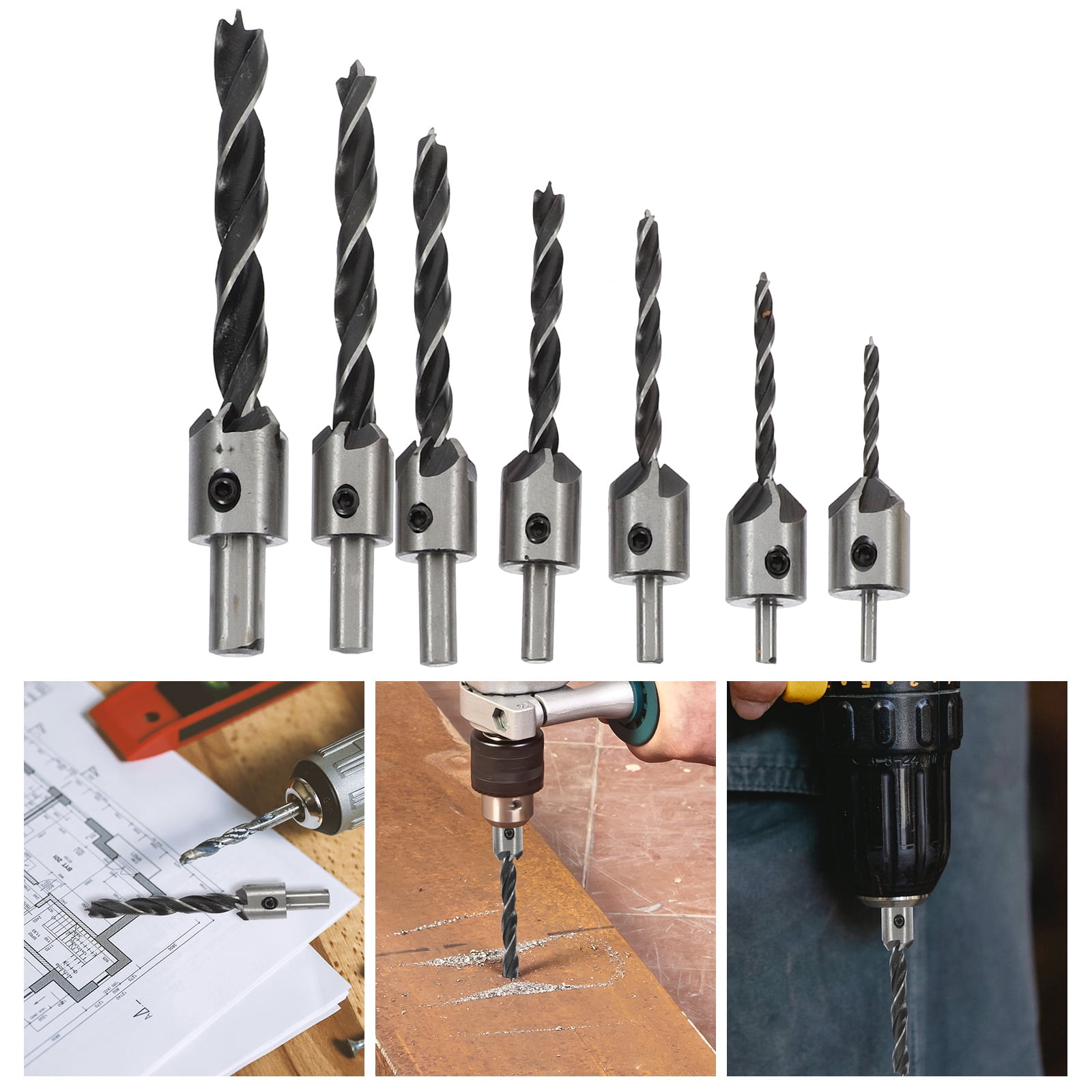 Raindrops 1 Set Woodworking Drilling Tools Wood Plug Cutter Countersink Drill Bit Woodworking Tools