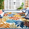 thumbnail image 2 of SAFAVIEH Cabana Elouise Botanical Indoor/Outdoor Area Rug, Creme/Red, 8' x 10', 2 of 15