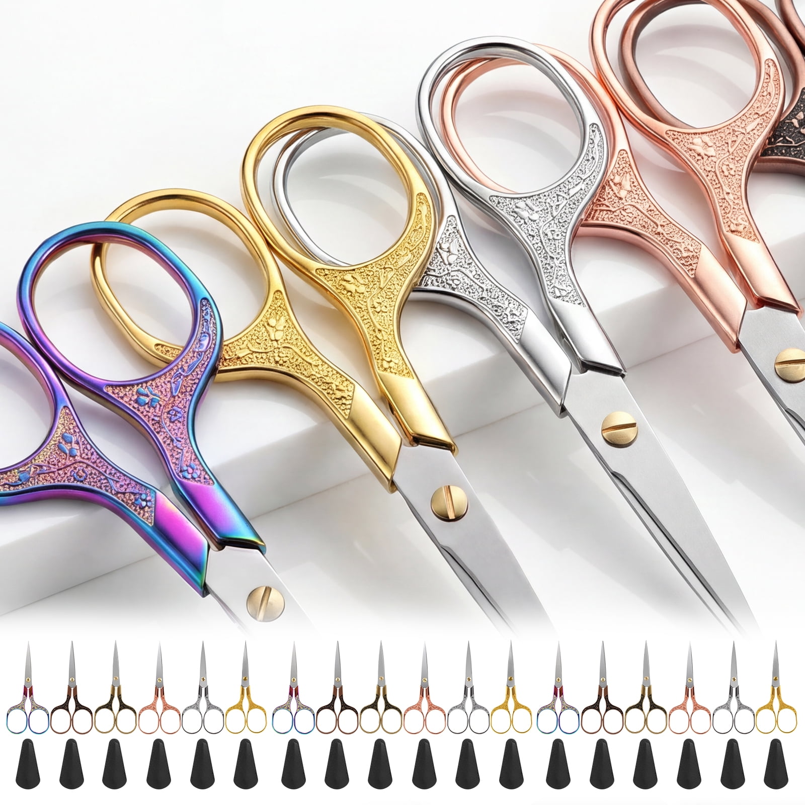 Toorise 18 Pcs Small Sewing Scissors Incisive Embroidery Vintage Crochet Scissors Set with Protective Sleeve 5 in Zinc Alloy Incisive Blade Shear for Sewing Crafting DIY Artwork Threading Tool