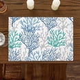 thumbnail image 2 of Ocean Coral Placemats Set of 4 Washable Table Mats for Kitchen Dining Table, Heat-Resistant Cotton Linen Place Mats for Indoor Outdoor Parties Holiday Decoration, Grey Turquoise Navy Blue, 2 of 8