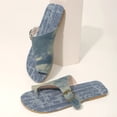 thumbnail image 6 of Samdudou Slide Sandals Open Toe Denim Fabric Toe Ring Flat Thong Summer Casual Beach Pool Ladies Vacation Style Footwear Outdoor Daily Wear Lightweight Soft Trendy Design, 6 of 9