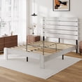 thumbnail image 4 of Wooden Queen Bed Frame with 49.9" Tall Headboard, Rustic Farmhouse Platform Bedframe with Wood Slat Support, No Box Spring Needed, Sturdy and Noise Free, Easy Assembly, White, 4 of 10