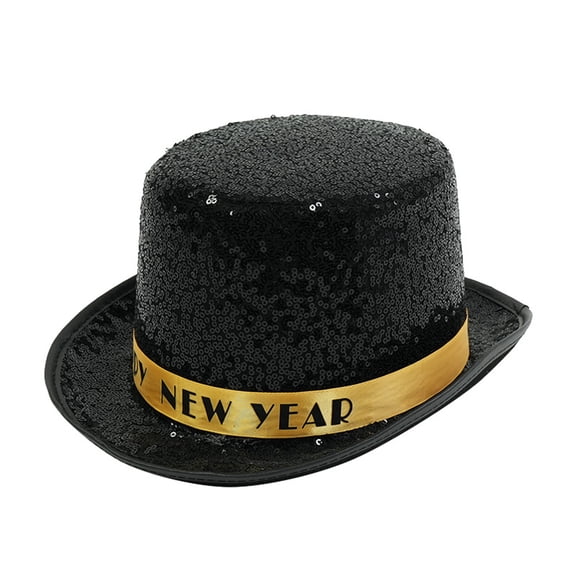 New Years Sequins Hat Alphabets Ribbon Decoration Hat Solid Color Beautiful Hat for Various Ages And Fashion Styles