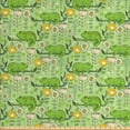 thumbnail image 1 of Flower Upholstery Fabric by the Yard, Illustration with Chameleon on Branches Hearts and Flowers on Pale Backdrop, Decorative Fabric for DIY and Home Accents, Mustard Cream Green by Ambesonne, 1 of 4