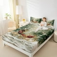 thumbnail image 4 of Feelyou Vintage Xmas Carriage Twin Sheet Sets, Winter Jungle Tree Snow Twin Fitted Sheet, Christmas Festival Flat Sheet, Ultra Soft Home Decor, 3pcs, 4 of 7