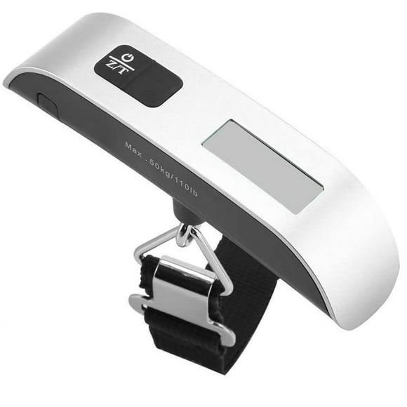 Digital Luggage Scale, Stainless Steel Backlight LCD Display Digital Hanging Luggage Weight Scale, Up to 50 Kilograms with Tare Function - Silver