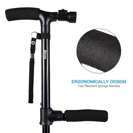 Easy Grip Wooden Handle - Adjustable Led Light Travel Folding Canes and Walking Sticks for Easy Grip Handle for Arthritis Seniors Disabled and Elderly, One handle
