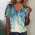thumbnail image 2 of Camiseta con cuello en V para mujer, informal, de manga corta, con estampado floral, para mujer OAVQHLG3B Store  lin121212, 2 of 5