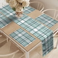 thumbnail image 2 of Ambesonne Abstract Table Runner & Placemats, Plaid Check Hatched Stripe, Placemat 4 pcs + Runner 14"x72", Mint Green Dark Teal, 2 of 2