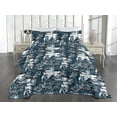 thumbnail image 2 of Ambesonne Leaf Print Quilted Coverlet 3 Pcs, Abstract Botany Leaves, Queen Size, Dark Petrol Blue and White, 2 of 4